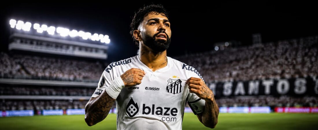 Gabigol chega aos 100 gols pelo Santos em noite de vitória na Sul-Americana